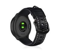 KeeFos 20mm Correa Compatible con Garmin vívomove Trend/Garmin Venu Sq 2/Venu Sq 2 music/Venu 2 Plus, Pulsera de Cuero Banda para GarminMove Sport/Garmin vivoactive 3/vivoactive 3 music - Negro