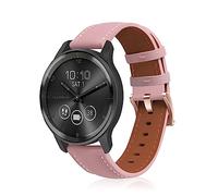 KeeFos 20MM Correa de Cuero Compatible con Garmin Forerunner 70 43mm/G170 43mm/170 Music 43mm/Approach J1 (43mm)/Forerunner 570 42mm/165/245/645/Approach S50/S44, Pulsera - Rosa