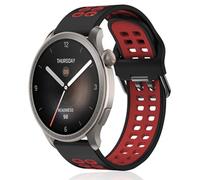 KeeFos 22mm Correa Compatible Con Amazfit Active Max/Balance 2/Balance/Bip 6/Bip 5/GTR 4/GTR 3 Pro/GTR 3/Cheetah Pro/Cheetah, Banda de Silicona - Negro/Rojo