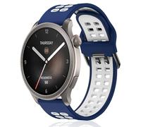 KeeFos 22mm Correa Compatible Con Amazfit Active Max/Balance 2/Balance/Bip 6/Bip 5/GTR 4/GTR 3 Pro/GTR 3/Cheetah Pro/Cheetah, Banda de Silicona - Azul/Blanco
