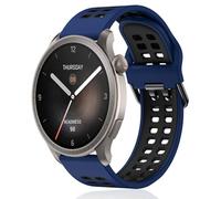 KeeFos 22mm Correa Compatible Con Amazfit Active Max/Balance 2/Balance/Bip 6/Bip 5/GTR 4/GTR 3 Pro/GTR 3/Cheetah Pro/Cheetah, Banda de Silicona - Azul/Negro