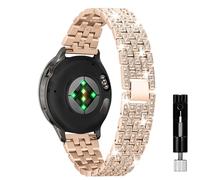 KeeFos 22mm Correa Compatible con Garmin Venu 4 45mm/Venu 3 45mm/2/Forerunner 570 47mm/265/255/255 Music/Vivoactive 4/Active, Brillante Pulsera con Pedrería de Metal - Oro rosa