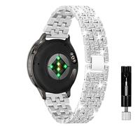 KeeFos 22mm Correa Compatible con Garmin Venu 4 45mm/Venu 3 45mm/2/Forerunner 570 47mm/265/255/255 Music/Vivoactive 4/Active, Brillante Pulsera con Pedrería de Metal - Plata