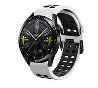 KeeFos 22mm Correa Compatible con Huawei Watch GT6 Pro 46mm/GT6 46mm/GT5 Pro/GT5/GT4/GT3(46 mm), Banda de Silicona, Correas para Huawei Watch Ultimate 2/5/4Pro/4/3Pro/3(46 mm) - Blanco Negro