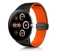 KeeFos Correa Compatible con Google Pixel Watch 3 45 MM, Magnética Banda Silicona Correas de Repuesto para Google Pixel Watch 3 45 MM - Negro
