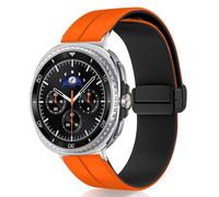 KeeFos Correa Compatible Con Samsung Galaxy Watch 8 44mm/40mm 2025, Pulsera de Silicona de Hebilla Magnética, Correas de Hombres y Mujeres para Samsung Galaxy Watch 8 Classic 46mm - Naranja/Negro