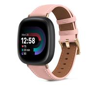 KeeFos Correa de Cuero Compatible con Fitbit Versa 4/Fitbit Versa 3, Cuero Repuesto Correa para Fitbit Sense 2/Sense - Rosa