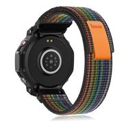 KeeFos Correa Trail Loop Compatible con Amazfit T-Rex 3, Nylon Trenzado Lazo en Elástico Correa Compatible con Amazfit T-Rex 3 - Arcoíris