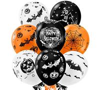 KEELYY Globos para Decoración de Halloween - 50 Piezas Naranjas, Blancos y Negros de 12'' Látex para Fiesta