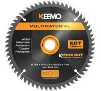 KEEMO Hoja para Sierra Circular 165 mm Multimateriales | Corte Fino 2,0 mm | Antivibración & Antiadherente | Madera, Stratificados, PVC y Plásticos, Aluminio Delgado | Buje Reductor 20→16 mm Incluido