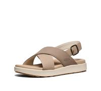 KEEN Elle Luxe - Sandalias de cuero cómodas con correa cruzada para mujer, Plaza Taupe/Brindle, 38.5 EU
