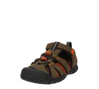KEEN Sandalias Seacamp 2 CNX unisex con puntera cerrada para niños, Oliva oscuro/Llama dorada, 2 Big Kid