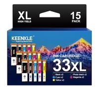 KEENKLE para Epson 33 XL para Expression Premium XP-540 33XL Cartucho para Epson Expression Premium XP 540 XP 7100 XP 640 XP 530 XP 635 XP 645 XP 630 XP 900 XP-830 (15 Pack)