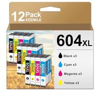 KEENKLE 604XL Cartuchos de Tinta compatibles para Epson 604 XL Multipack para Expression Home XP-2200 XP-2205 XP-3200 XP-3205 XP-4200 XP-4205 Workforce WF-2910 WF-2930 WF-2935 WF-2950 (12-Pack)
