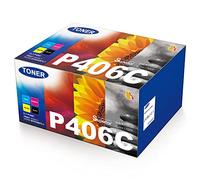 CLT-P406C K406S Cartucho de Tóner, para Samsung CLT-P406C P406C para Samsung CLP 365 Toner Xpress C460w CLX-3300 C410w C460fw CLX-3300 CLP 360 CLX 3305w CLP-365w, Negro, Cian, Magenta y Amarillo