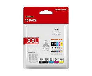 KEENKLE PGI 580XXL CLI 581XXL Cartuchos de Impresora Compatible para Canon 580 581 para Canon TR8550 Cartuchos de Impresora para Canon Pixma TS705a TS6350a TS8350 TS9550 TS705 (PGBK/C/M/Y/BK,10