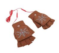 Keenso 1 par de Calentados por USB, Manopla Calefactora Cálida de Invierno, Calentador de Manos para Computadora Portátil para Mujeres, Hombres, Niñas y Niños (Café)