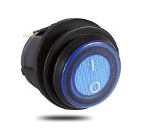 Keenso 3 pines interruptor basculante, 12 V 16 A interruptor de encendido/apagado redondo con luz LED azul para coche camión interruptor de control botón de encendido y apagado