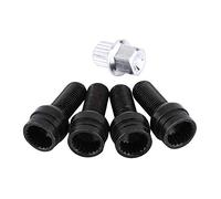 Keenso 4 piezas M14 x 1,5 mm Black Steel Wheel Bolt & Lock Lug Nut Set con llave de repuesto y accesorio