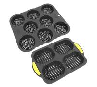 Keenso 8 Cavidad Silicona Hamburguesa Bun Bun 4 Hogar de Habitación Hueca Pan con Varios Tipos de Pan para Uso Diario