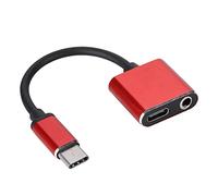 Keenso Adaptador Tipo-C 2 en 1 Práctico Tipo C a 3.5 Mm Valor de Conector, Cable de Adaptador de Cargador Tipo C para Miércoles 6X, Cable de Libro de Auriculares para Archivos de (Rojo)