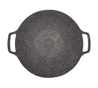 Keenso Aleación de Aluminio Placa de Barbacoa Coreana No -sartén Circular de Palo, Asar a la Parrilla para Agitar, Acampar y Fiestas Exteriores Dispositivos de Parrilla (Tipo Universal 30cm)