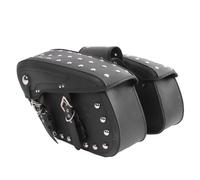 Keenso Alforjas de Motocicleta de 2 Piezas, Bolsas Laterales de Equipaje Ligeras de Cuero de PVC con Hebillas y Cremalleras Seguras, para Modelo Universal Retro Cruiser