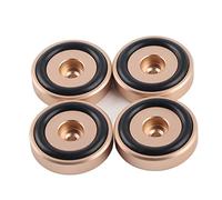Keenso Almohadilla de Amplificador Patas de Amplificador de Aleación de Aluminio 40 X 10 Mm Anodizado Arenado 4 Piezas Anillo de Goma Desmontable con Absorción de Impactos para Soporte de Altavoz en