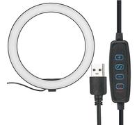 Keenso Anillo de Luz LED Ajustable de 10 Pulgadas, 2400-3000LM, 12W, Luz de Relleno con Interfaz USB para Disparos en Varios ángulos, Modos de Blanca Cálida