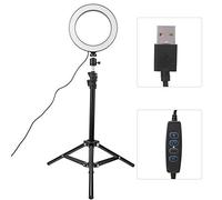 Keenso Anillo de Luz LED para Selfies de Fotografía de 20 Cm con Trípode, Iluminación de 10 Engranajes, Fuente de Alimentación USB, Anillo de Luz LED de 3500 K-6500 K para Belleza, Fotografía, de de