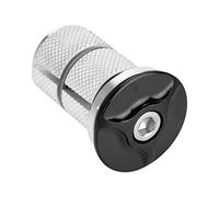 Keenso Auriculares de vástago de Bicicleta, Tapa Superior de Auriculares de vástago, aleación de Aluminio, Tenedor de Bicicleta, expansor, tapón de 1/1.25 Pulgadas(Negro)
