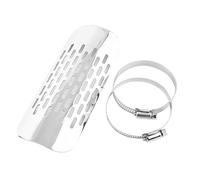Keenso Automotive Protector de calor de escape de metal, silenciador de escape de motocicleta Tubo Protector de calor Cubierta de aislamiento térmico Protector (Plata)