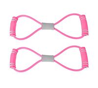 Keenso Banda de Ejercicio de 8 Formas, 2Pcs 3 Colores Body Building Fitness Equipment Tool para Entrenamiento en el hogar, Yoga, Pilates, Brazos levantados(Rosado) Equipos de Fitness Combinados