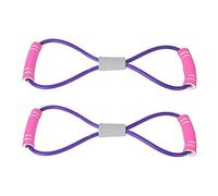 Keenso Banda de Ejercicio de 8 Formas, 2Pcs 3 Colores Body Building Fitness Equipment Tool para Entrenamiento en el hogar, Yoga, Pilates, Brazos levantados(púrpura)