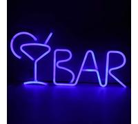 Keenso BAR - Luz de neón con forma de letra para bar, decoración del hogar, luz LED de bajo consumo, USB, funciona con pilas, habitación familiar, decoración festiva de boda, multicolor (BLUE)