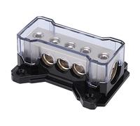 Keenso Bloque de Distribución de Energía, 2 X 0GA de Entrada, 6 X 4GA de Salida, Aleación de Zinc Cromada con Tornillos de Fijación de Gran Tamaño, para Coche, Camión, Barco, RV