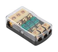 Keenso Bloque de Distribución de Fusibles Mini Portafusibles ANL de Cobre Dorado, Calibre 0, 2, 4, Entrada A Calibre 4, 8, 10, Salida, 60 A, Bloque de Distribución de 3 Vías para de Audio para