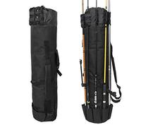 Keenso Bolsa de caña de Pescar, Bolsa de Carrete de palillo de Pescado Tela Oxford 600D portátil de Gran Capacidad (123 × 34 cm)(Negro)