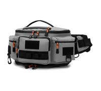 Keenso Bolsa de Cintura para Equipo de Pesca, Bolsa de Tela Oxford de Gran Capacidad con Múltiples Bolsillos, Ideal para Aventuras de Pesca y Actividades Al Aire (Grey)