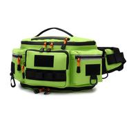 Keenso Bolsa de Cintura para Pesca, Tela Oxford, Bolsa para Pesca, 36x15x19cm, Múltiples Compartimentos, a Prueba de Agua, Ganchos Externos para Ciclismo, Compras, Hombres y Mujeres (Green)