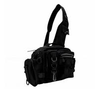 Keenso Bolsa para Aparejos de Pesca Bolsa de Almacenamiento para Aparejos de Tela Oxford 600D 21 X 10 X 37 Cm con Soporte para Caña Correa Ajustable Compartimento Múltiple para Pesca en Tierra (BLACK)