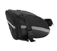 Keenso Bolsa Trasera para Portabicicletas Bolsa Trasera para Sillín de PU 15 X 8 X 10,5 Cm con Rayas Reflectantes Cierres Ajustables Gran Almacenamiento para Ciclistas de Montaña y Viajeros