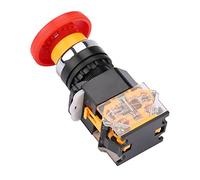 Keenso - Botón de interruptor de parada de emergencia de 22 mm, color rojo con cabezal grande de hongos - Carcasa de alta calidad de la llama - para reemplazo en circuitos eléctricos