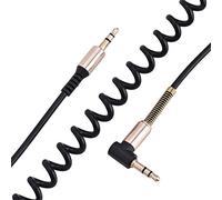 Keenso Cable Auxil de Resorte de 3.5 Mm de Oro a Masculino 6 Pies para Auriculares de de Automóviles, Material TPE, Alambre a la Forma de