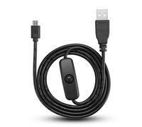 Keenso Cable de Alimentación, con Interruptor de Encendido/Apagado, Cable de 1M de Longitud Compatible con Interfaz USB A/M y Micro USB 5P/M para Módulos en Negro