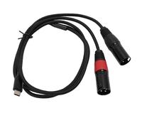 Keenso Cable de Sonido Macho Tipo C a 2 XLR para Señales de Sonido Claras, Compatible con, Nailon Negro (1 metro)