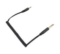 Keenso Cable en Espiral Chapado en Oro de 6,35 Mm a 3,5 Mm, Cable Adaptador de Sonido Portátil para Altavoces de Piano de Guitarra, 1 Pie de Longitud (Macho de sonido dual a macho de dual de