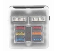 Keenso Caja de Fusibles de 6 Vías con Luz Indicadora LED, Soporte de Bloque de Fusibles de Cuchilla para Automóvil, Barco, Camión, 30 Amperios Cada Circuito, Material PBT, Cubiert