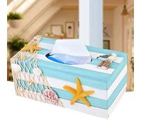 Keenso Caja de Pañuelos de Estilo Mediterráneo con Cubierta de Servilleta de Madera para Cabañas y Cabañas de Troncos (Estrella de mar)