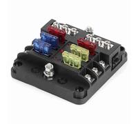 Keenso Caja Portafusibles de 6 Vías, Bloque de Fusibles Universal para Circuitos de Automóviles, Camiones y Embarcaciones de 12 V, 24 V y 36 con Indicador LED Bus Negativo, para